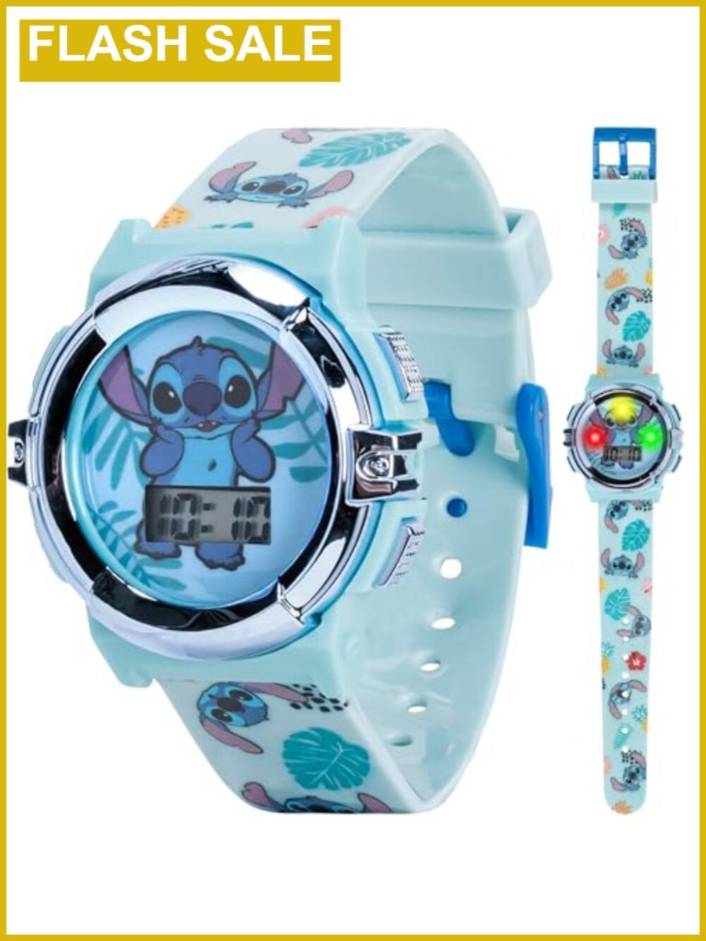 Kids Digital LCD Watch Flashing Light-Up Dial Adjustable Strap Stitch
